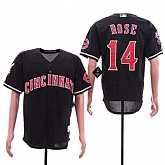 Reds 14 Pete Rose Black Cool Base Jersey Sguo,baseball caps,new era cap wholesale,wholesale hats